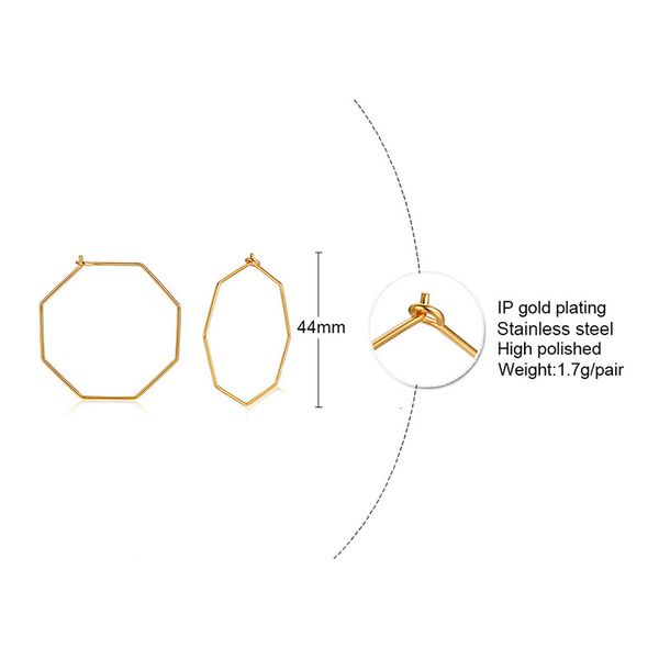new octagon big hoop earrings for women girls gold silver color stainless steel large geometric hollow statement loop earring, Golden;silver
new octagon big hoop earrings for women girls gold silver color stainless steel large geometric hollow statement loop earring, Golden;silver