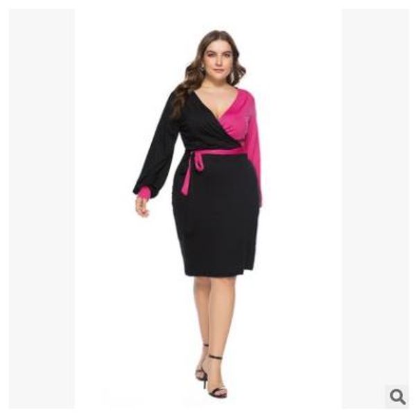 big obese lady long sleeve lantern dresses medium skirt in america women middle-skirt cotton splicing color collision splicing color, Black;gray 
big obese lady long sleeve lantern dresses medium skirt in america women middle-skirt cotton splicing color collision splicing color, Black;gray