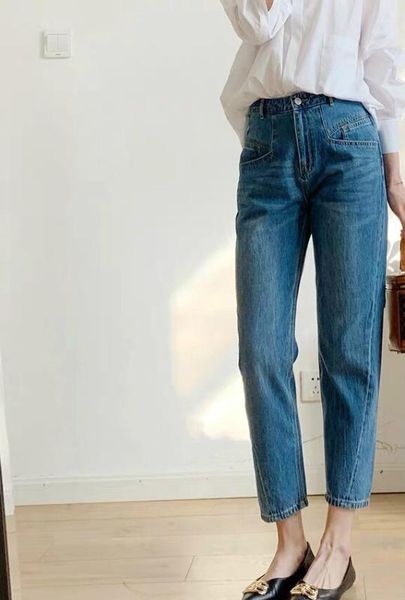 women jeans pants high-waist patchwork-comfortable loose loose straight-leg jeans, Blue
women jeans pants high-waist patchwork-comfortable loose loose straight-leg jeans, Blue