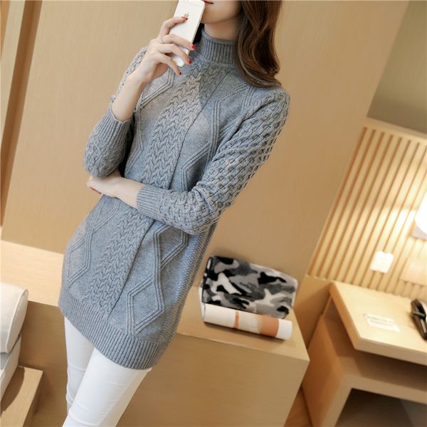 women sweaters and pullovers korean version loose medium-length and long-length women's twist semi-high collar knit coat, White;black
women sweaters and pullovers korean version loose medium-length and long-length women's twist semi-high collar knit coat, White;black