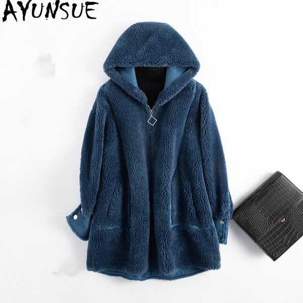 ayunsue sheep shearling real fur coat female wool coats winter jacket women hooded long jackets for women suede lining my4188, Black
ayunsue sheep shearling real fur coat female wool coats winter jacket women hooded long jackets for women suede lining my4188, Black