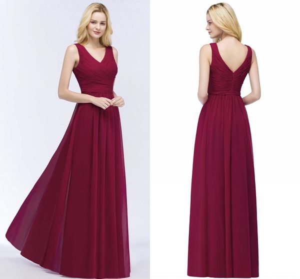 real pictures burgundy chiffon bridesmaid dresses bohemian v neck pleats maid of honor dresses prom evening gowns formal dresses, White;pink
real pictures burgundy chiffon bridesmaid dresses bohemian v neck pleats maid of honor dresses prom evening gowns formal dresses, White;pink