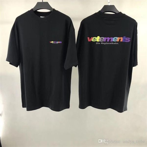 2020 vetements fashion t-shirt rainbow letter short sleeve mens and women round neck summer cotton t-shirt s~xl hfbytx027, White;black
2020 vetements fashion t-shirt rainbow letter short sleeve mens and women round neck summer cotton t-shirt s~xl hfbytx027, White;black