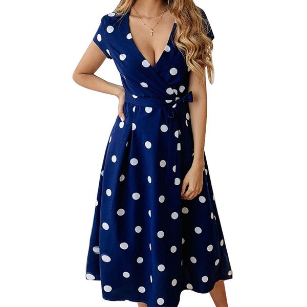 women casual polka dot print a-line party dresses v-neck long white dress short sleeve a-line dress lady fashion party, Black;gray
women casual polka dot print a-line party dresses v-neck long white dress short sleeve a-line dress lady fashion party, Black;gray