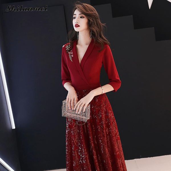 chinese style evening party dresses women 2019 vintage chic sequin deep v long dress red embroidery retro new year vestidos, Black;gray
chinese style evening party dresses women 2019 vintage chic sequin deep v long dress red embroidery retro new year vestidos, Black;gray