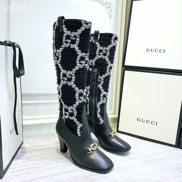 2020 personality autumn and winter european and american catwalk fashion boots high-heeled square head color matching leather knight boots, Black
2020 personality autumn and winter european and american catwalk fashion boots high-heeled square head color matching leather knight boots, Black