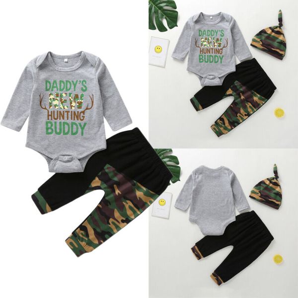 canis 3pcs newborn baby kid boy long sleeve letter printed t-shirt+camouflage pants+hat outfit clothes, White
canis 3pcs newborn baby kid boy long sleeve letter printed t-shirt+camouflage pants+hat outfit clothes, White