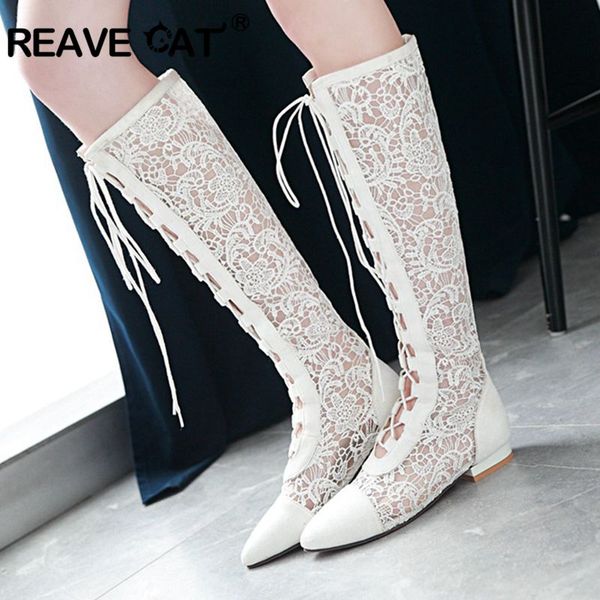 reave cat fashion women boots summer boots lace cross tie boot knee high flat heels pointed shoes women botas mujer a393, Black
reave cat fashion women boots summer boots lace cross tie boot knee high flat heels pointed shoes women botas mujer a393, Black