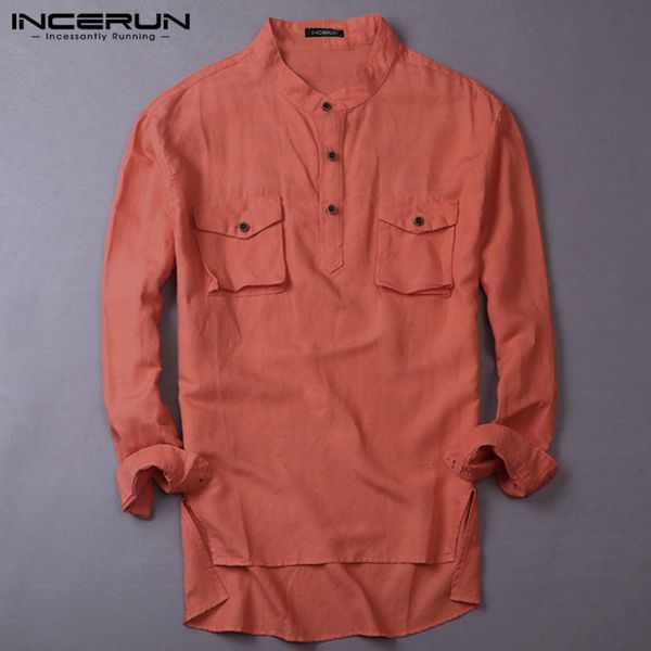 incerun cotton fashion men solid color shirt stand collar long sleeve casual pullovers 2019 leisure pockets retro brand shirts, White;black
incerun cotton fashion men solid color shirt stand collar long sleeve casual pullovers 2019 leisure pockets retro brand shirts, White;black