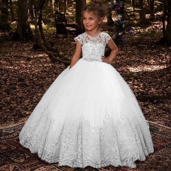 princess lace flower girl dresses ball gown jewel tulle floor lengthfirst communion dresses for girls sleeveless toddler pageant dresses, White;red 
princess lace flower girl dresses ball gown jewel tulle floor lengthfirst communion dresses for girls sleeveless toddler pageant dresses, White;red