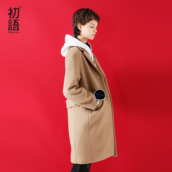 women's wool & blends toyouth woollen coat 2021 winter women letter embroidery all match turn down collar long overcoat female, Black
women's wool & blends toyouth woollen coat 2021 winter women letter embroidery all match turn down collar long overcoat female, Black