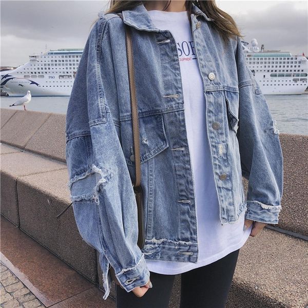 2019 solid hole jeans jacket for women loose casual frayed women coats female outwear denim feminine chaqueta mujer coat autumn, Black;brown
2019 solid hole jeans jacket for women loose casual frayed women coats female outwear denim feminine chaqueta mujer coat autumn, Black;brown