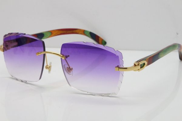 2020 carved lens adumbral 3524012 peacock wood sunglasses designer rimless new purple lens fashion classic sunglasses, White;black
2020 carved lens adumbral 3524012 peacock wood sunglasses designer rimless new purple lens fashion classic sunglasses, White;black