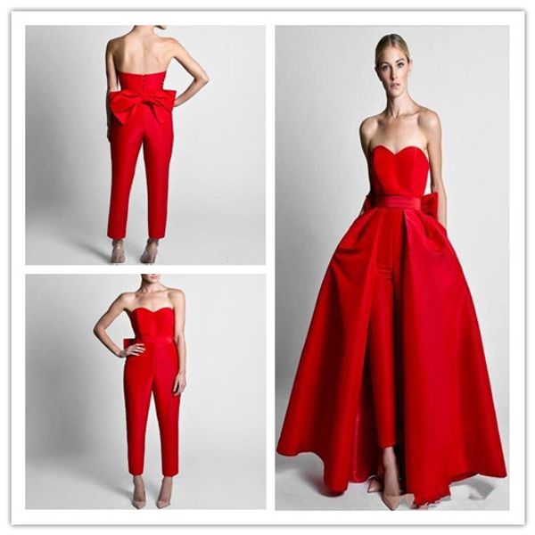 sell red jumpsuits bow sash evening dresses with detachable skirt sweetheart floor length formal party prom gowns pants, Black
sell red jumpsuits bow sash evening dresses with detachable skirt sweetheart floor length formal party prom gowns pants, Black