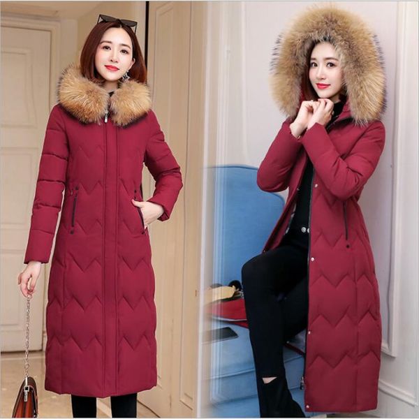women's winter jacket plus long quality large size cotton coat women's fashion hooded fur collar thick warm coat, Black
women's winter jacket plus long quality large size cotton coat women's fashion hooded fur collar thick warm coat, Black