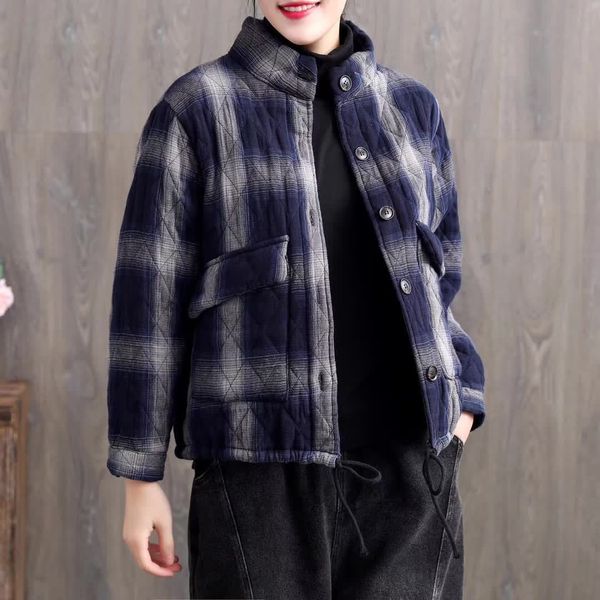 women cotton plaid parkas 2019 long sleeve winter thick cotton-padded single breasted warm casual women outerwear yoyikamomo, Black
women cotton plaid parkas 2019 long sleeve winter thick cotton-padded single breasted warm casual women outerwear yoyikamomo, Black
