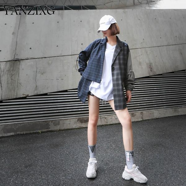 vintage hit color plaid blazer women korea fashion single button wild joker patchwork irregular 2019 autumn coat z428, White;black
vintage hit color plaid blazer women korea fashion single button wild joker patchwork irregular 2019 autumn coat z428, White;black