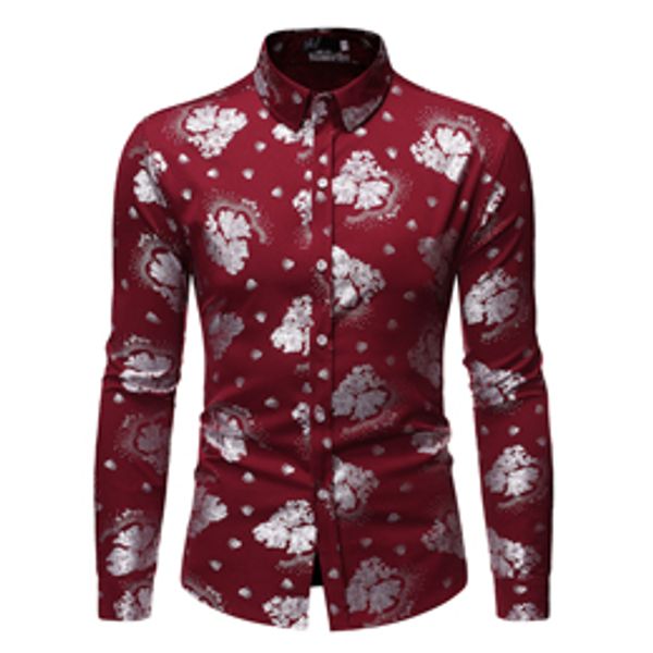 mens festive silver floral bronzing dress shirts new turn down collar long sleeve shirts slim fit red blue, White;black 
mens festive silver floral bronzing dress shirts new turn down collar long sleeve shirts slim fit red blue, White;black