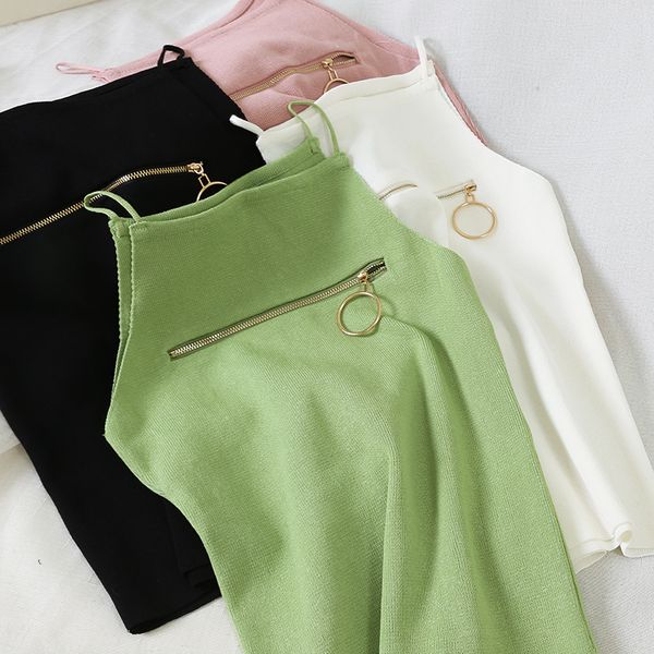 heliar 2019 summer camisole female knitted solid zipper chic camis women street camisole ladies sleeveless spaghetti crop, White
heliar 2019 summer camisole female knitted solid zipper chic camis women street camisole ladies sleeveless spaghetti crop, White