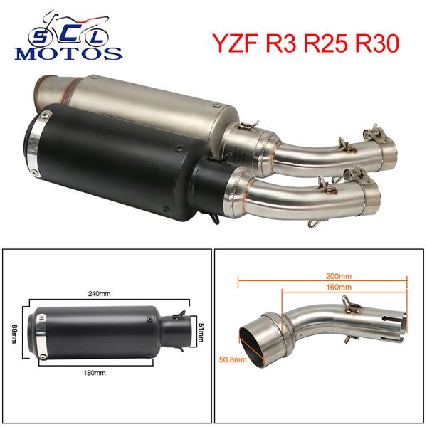 sclmotos-for yamaha yzf r3 r30 r25 racing stainless steel 50.8mm exhaust muffler middle link pipe down pipe with exhaust
sclmotos-for yamaha yzf r3 r30 r25 racing stainless steel 50.8mm exhaust muffler middle link pipe down pipe with exhaust