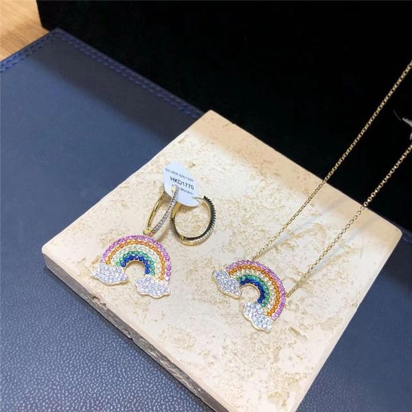 european and american fashion golden yellow rainbow necklace female clavicle chain creative design shiny zircon earrings ladies, Silver
european and american fashion golden yellow rainbow necklace female clavicle chain creative design shiny zircon earrings ladies, Silver