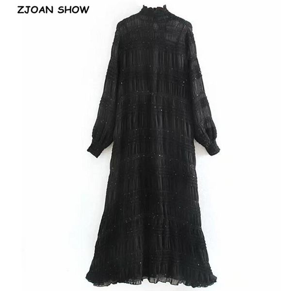 2020 black ruched pleated wood ears ruffles collar shirt dress chiffon woman spliced sequins long sleeve maxi long shirt dresses, Black;gray
2020 black ruched pleated wood ears ruffles collar shirt dress chiffon woman spliced sequins long sleeve maxi long shirt dresses, Black;gray