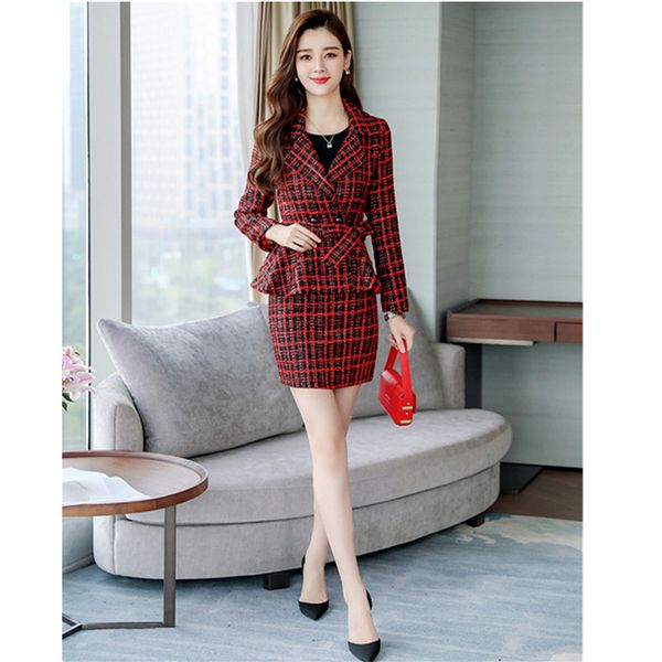women's suit skirt two-piece suit (jacket + skirt) spring and autumn new women's double-breasted elegant plaid skirt, White;black
women's suit skirt two-piece suit (jacket + skirt) spring and autumn new women's double-breasted elegant plaid skirt, White;black