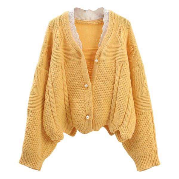 h.sa women short fall sweater and cardigans pearls beading oversized knit jumpers green outwear knit winter cjacket, White
h.sa women short fall sweater and cardigans pearls beading oversized knit jumpers green outwear knit winter cjacket, White