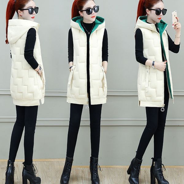 wholesale women's winter new long warm hooded cotton vest jacket, Black;white
wholesale women's winter new long warm hooded cotton vest jacket, Black;white