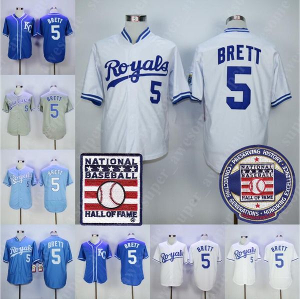 George Brett Jersey With Hall of Fame Patch Kansas City 5 Royals Baseball Jersey Home Away Blue White Grey
George Brett Jersey With Hall of Fame Patch Kansas City 5 Royals Baseball Jersey Home Away Blue White Grey
