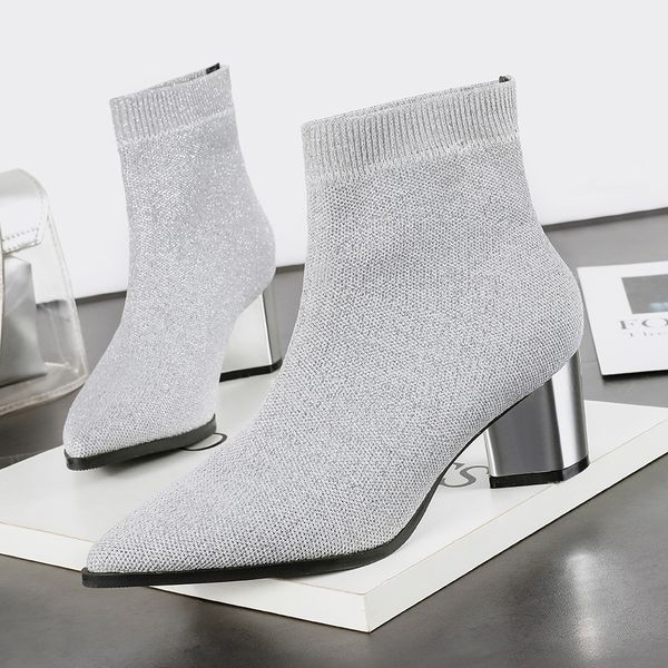 autumn sock pointed toe boots women short plush thick heel med heels ankle boots knitting ladies slip on silvevr shoes golden, Black
autumn sock pointed toe boots women short plush thick heel med heels ankle boots knitting ladies slip on silvevr shoes golden, Black
