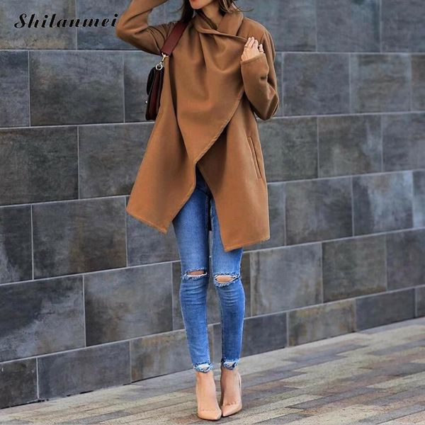 2018 new autumn winter coat women fashion wide lapel pockets loose coat long sleeve causal solid color ladies causal outwear, Black;brown
2018 new autumn winter coat women fashion wide lapel pockets loose coat long sleeve causal solid color ladies causal outwear, Black;brown