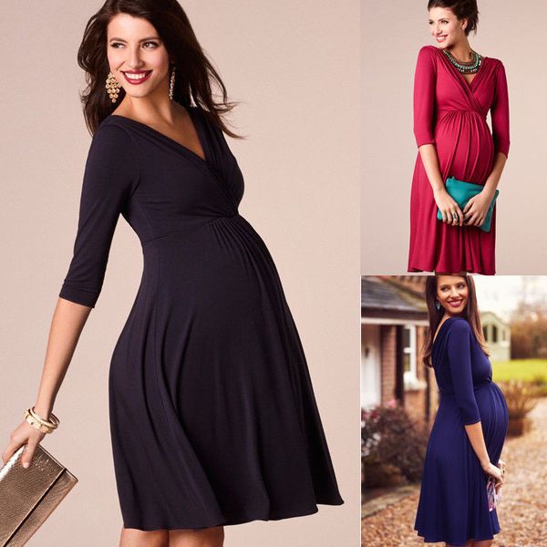 maternity clothes 2019 spring summer pregnant women dress casual v neck 3/4 sleeve solid a-line dresses vestidos plus size, Black;pink
maternity clothes 2019 spring summer pregnant women dress casual v neck 3/4 sleeve solid a-line dresses vestidos plus size, Black;pink