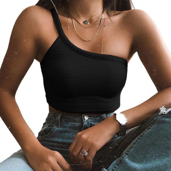 women's tanks & camis fashion summer irregular single shoulder camisole solid color backless slim vest t shirt, White
women's tanks & camis fashion summer irregular single shoulder camisole solid color backless slim vest t shirt, White