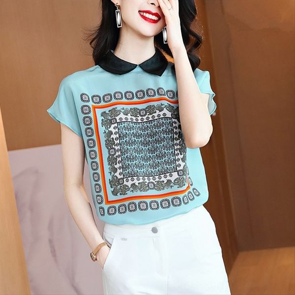 chiffon short-sleeved t-shirt women's summer clothes 2020 loose age-reducing western style shirt design sense printed top, White
chiffon short-sleeved t-shirt women's summer clothes 2020 loose age-reducing western style shirt design sense printed top, White