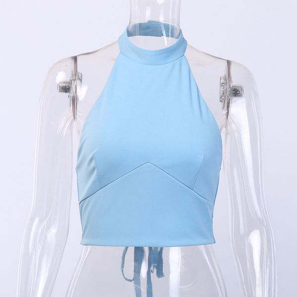 summer holiday beach women's navel exposed backless strap halter vest slim fashion top, White
summer holiday beach women's navel exposed backless strap halter vest slim fashion top, White