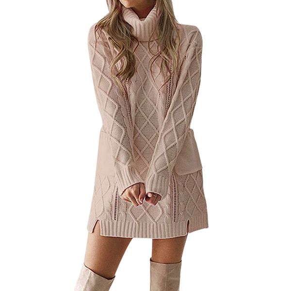 women dress vintage women winter sweater knit turtleneck warm long sleeve pocket mini casual dress, Black;gray
women dress vintage women winter sweater knit turtleneck warm long sleeve pocket mini casual dress, Black;gray