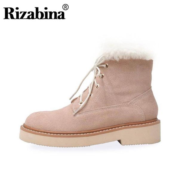 rizabina women ankle boots real leather winter plush fur warm flats shoes women round toe lace up casual short boots size 33-40, Black
rizabina women ankle boots real leather winter plush fur warm flats shoes women round toe lace up casual short boots size 33-40, Black