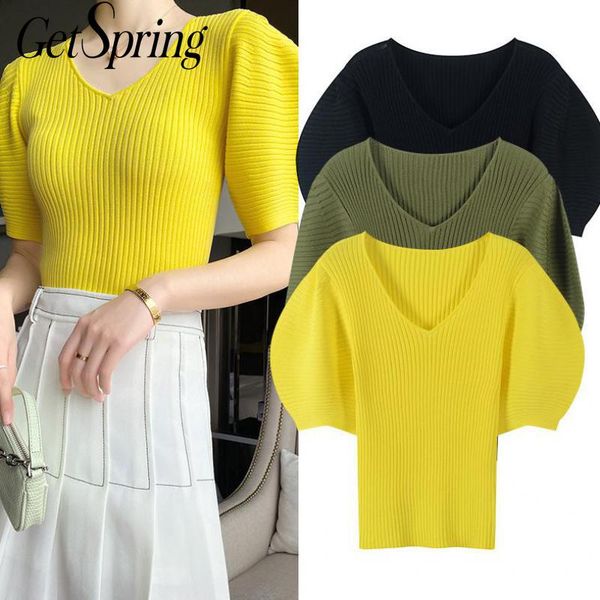 getspring women t shirt v-neck puff sleeve short vintage t shirt yellow black green all match summer t-shirt women clothes 2020, White
getspring women t shirt v-neck puff sleeve short vintage t shirt yellow black green all match summer t-shirt women clothes 2020, White