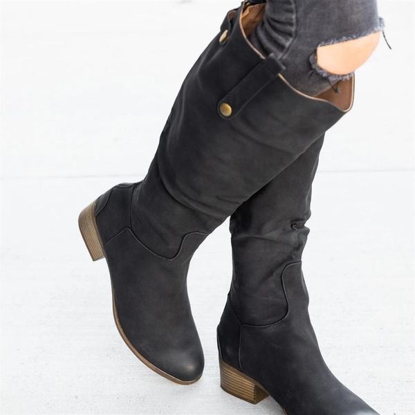 2019 women pu leather suede matte knees high flat boots women slip on zapatos de mujer solid riding winter, Black
2019 women pu leather suede matte knees high flat boots women slip on zapatos de mujer solid riding winter, Black