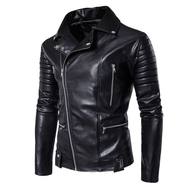 2019 autumn and winter new style men locomotive leather coat multi-zipper men's wear leather jacket coat, Black
2019 autumn and winter new style men locomotive leather coat multi-zipper men's wear leather jacket coat, Black