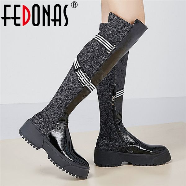 fedonas warm women knee high boots genuine leather high heeled night club shoes woiman winter platforms motorcycle boots shoes, Black
fedonas warm women knee high boots genuine leather high heeled night club shoes woiman winter platforms motorcycle boots shoes, Black