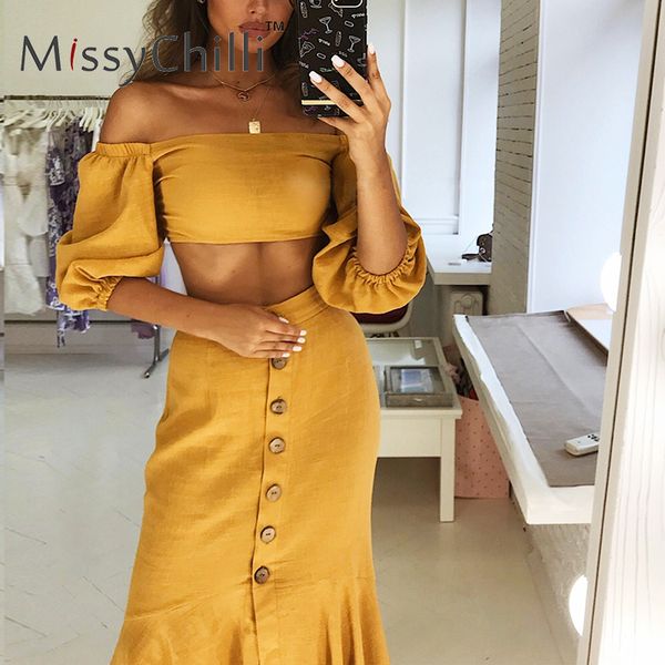 missychilli yellow two-piece suit off shoulder mermaid dress women short puff sleeve summer dress party bandage long dress, Black;pink
missychilli yellow two-piece suit off shoulder mermaid dress women short puff sleeve summer dress party bandage long dress, Black;pink