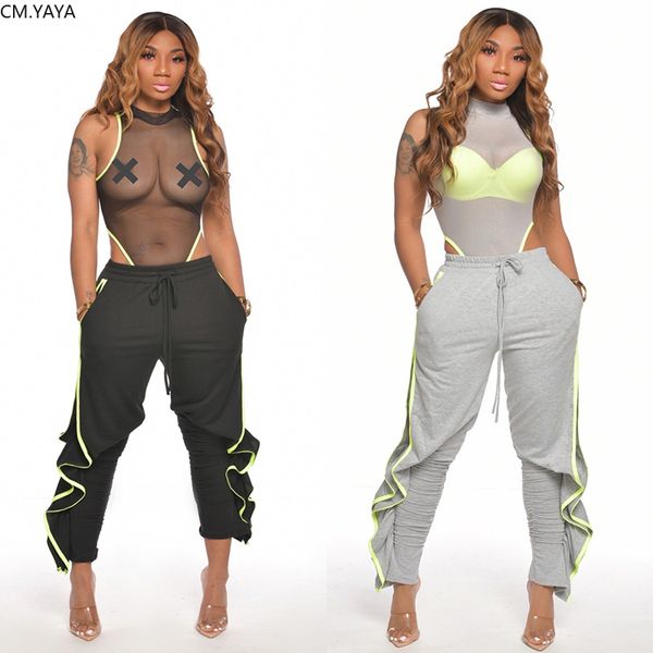 women two pieces sets tracksuits mesh see though bodysuit +ruffles splicing sweatpants leggings suit sporty fitness outfits 2pcs, White
women two pieces sets tracksuits mesh see though bodysuit +ruffles splicing sweatpants leggings suit sporty fitness outfits 2pcs, White