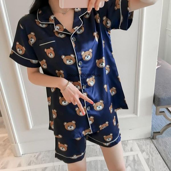 2019 new models short sleeve silk pajamas set two pieces set women sleepwear nightwear for women sleeping, Blue;gray
2019 new models short sleeve silk pajamas set two pieces set women sleepwear nightwear for women sleeping, Blue;gray