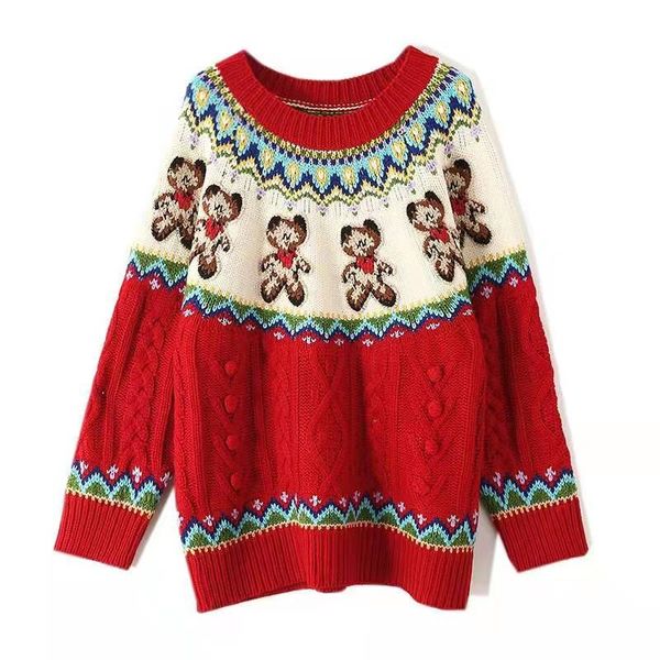 women christmas bear sweater luxury designer vintage british style womens sweaters loose pull femme jumper winter xmas red jumpers gift sml, White;black
women christmas bear sweater luxury designer vintage british style womens sweaters loose pull femme jumper winter xmas red jumpers gift sml, White;black