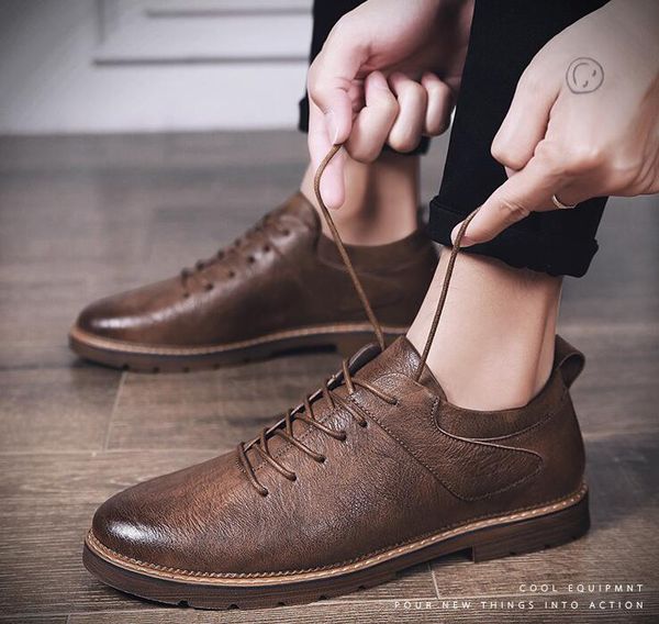 new spring autumn men's fashion leather shoes man street trend business casual shoes trendy lace-up chunky loafers leisure, Black
new spring autumn men's fashion leather shoes man street trend business casual shoes trendy lace-up chunky loafers leisure, Black