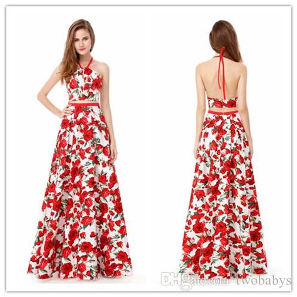 vogue halter prom dresses ever pretty halter two-piece a-line flora pleated prom party dress 2019 women, Red
vogue halter prom dresses ever pretty halter two-piece a-line flora pleated prom party dress 2019 women, Red