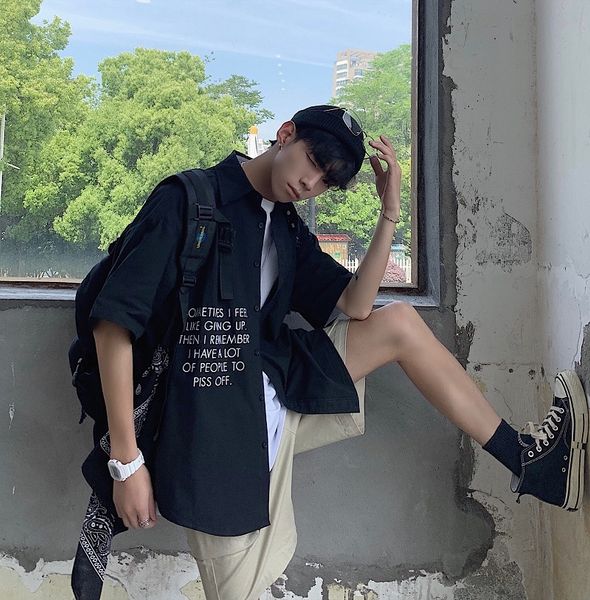 2019 summer new youth male korean version of solid color embroidery loose casual short-sleeved shirt khaki / black -2xl, White;black
2019 summer new youth male korean version of solid color embroidery loose casual short-sleeved shirt khaki / black -2xl, White;black
