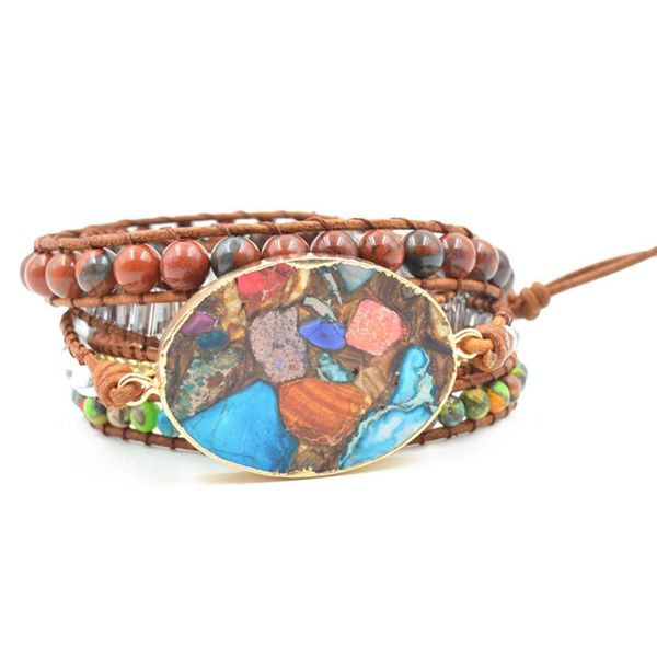 women leather bracelet unique mixed natural stones charm 5 strands wrap bracelets handmade boho bracelet, Golden;silver
women leather bracelet unique mixed natural stones charm 5 strands wrap bracelets handmade boho bracelet, Golden;silver